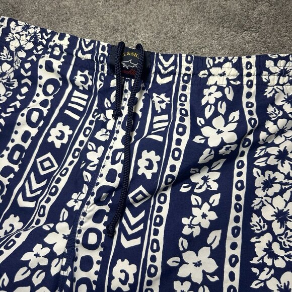 Paul Shark Yachting Nylon Swim Trunks Men L Large Blue Floral Lined Shorts - Picture 8 of 15